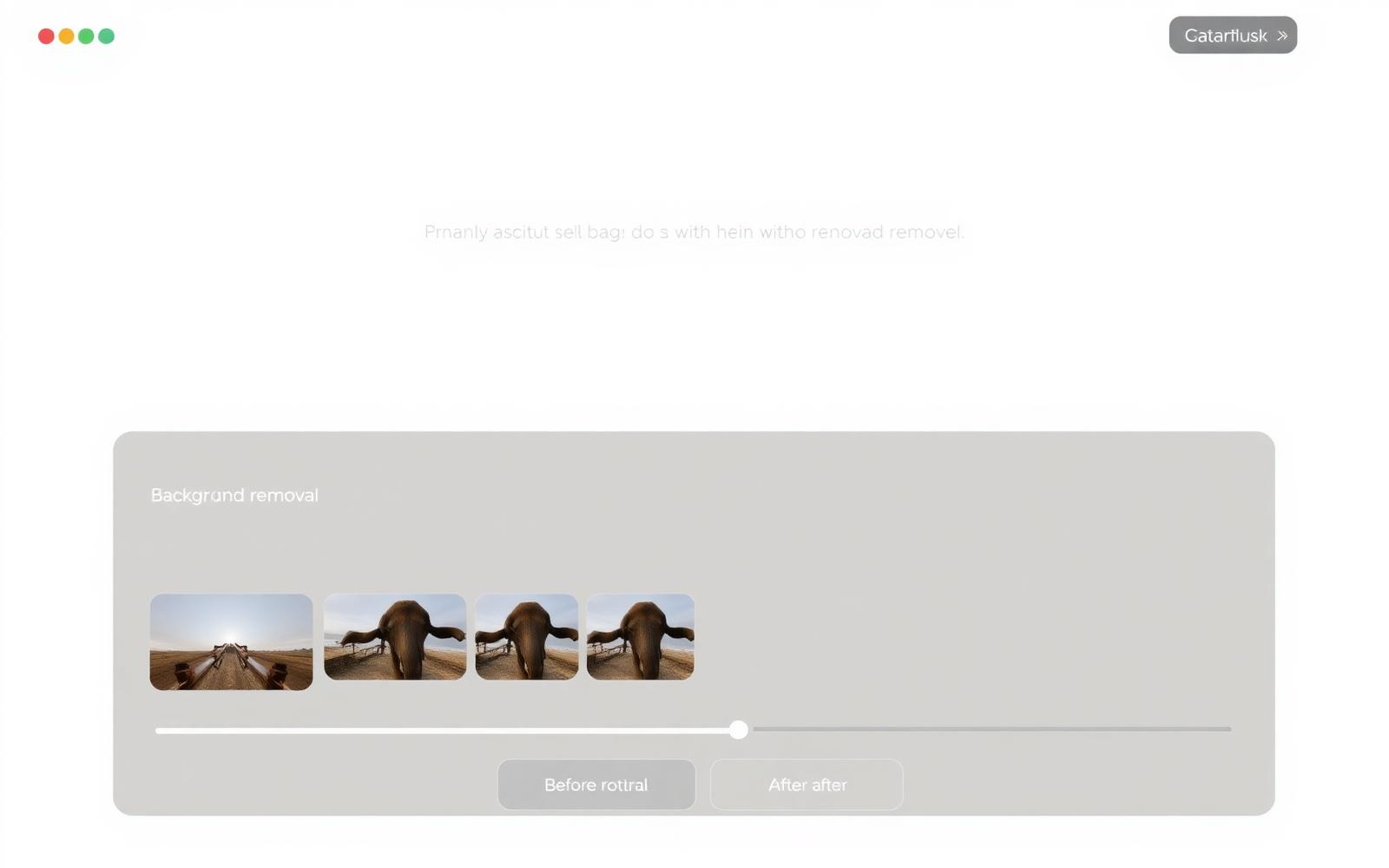 SmartBG Remover batch upload panel with before and after comparison slider